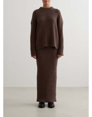 Aim'n - Macchiato - Maxirock aus Rippstrick in Macchiato-Braun-Brown