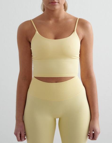 Aim'n Mellow shape seamless strap singlet in light yellow - view 1