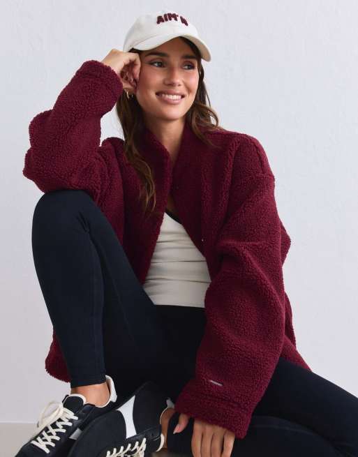 Aim'n - Merlot - Giacca coach in pile merlot, 3 di 4