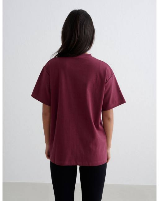 Aim'n - Merlot - T-shirt boyfriend stile college color merlot, 2 di 4