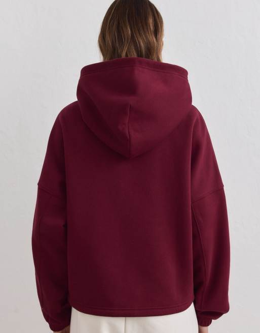 Aim'n Merlot varsity sweat zip hood in merlot, 3 of 4
