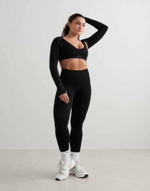 Aim'n - Naadloze bolero met lange mouwen in zwart, 4 van 4