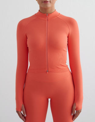 Aim'n - Nahtlose, formende Jacke in Mandarinen-Orange mit Reißverschluss