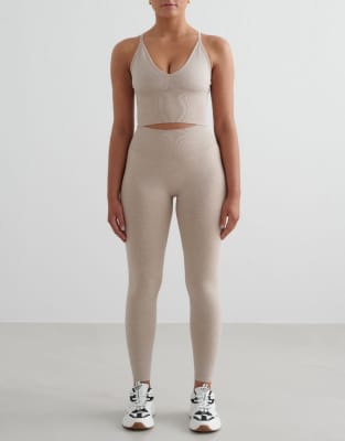 Aim'n - Nahtlose, formende Leggings in meliertem Beige-Neutral