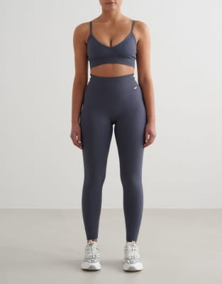 Aim'n - Nahtlose, gerippte Leggings in Sturmblau