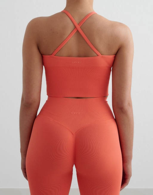 Aim'n – Nahtloses, formendes Bustier in Mandarinen-Orange mit überkreuztem Rücken, 2 von 4