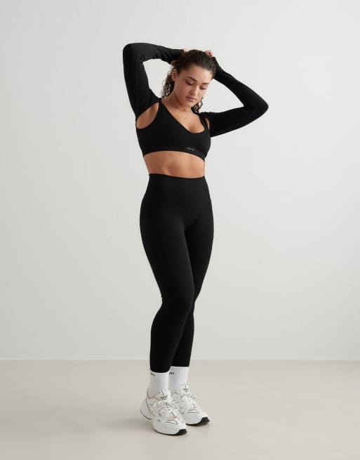 Aim'n – Nahtloses, formendes Sport-Trägertop und Hose in Schwarz als Set