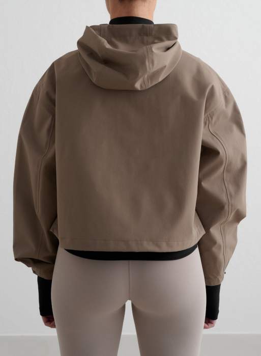 Aim'n Nougat cropped waterproof anorak in tan