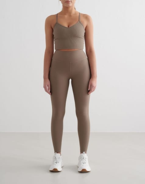 Aim'n - Nougat - Leggings tecnici a coste marrone torrone - view 1