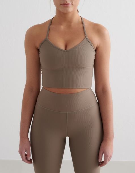 Aim'n Nougat ribbed performance bralette in nougat brown - view 1