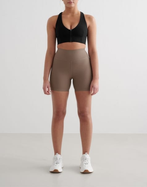 Aim'n Nougat ribbed performance midi shorts in nougat brown - view 1