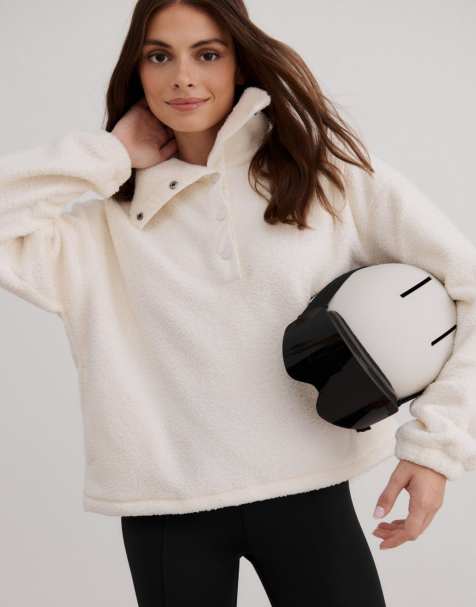 Aim'n Off white polar fleece long sleeve in off white - view 1