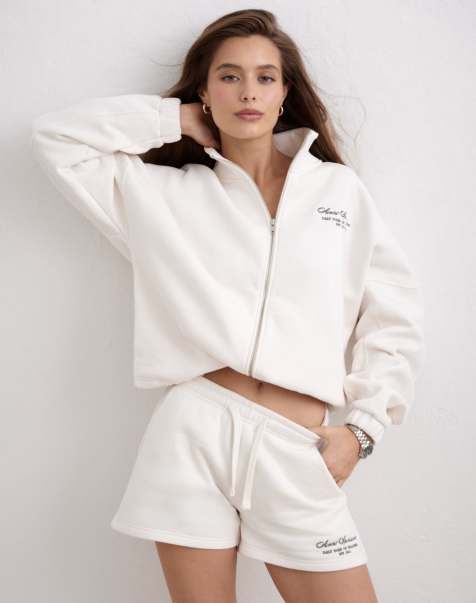 Aim'n Off white script zip jacket in off white - view 1