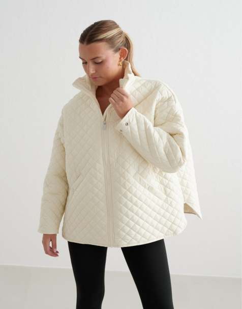Aim'n – Oversize-Steppjacke in Mandelweiß - view 1