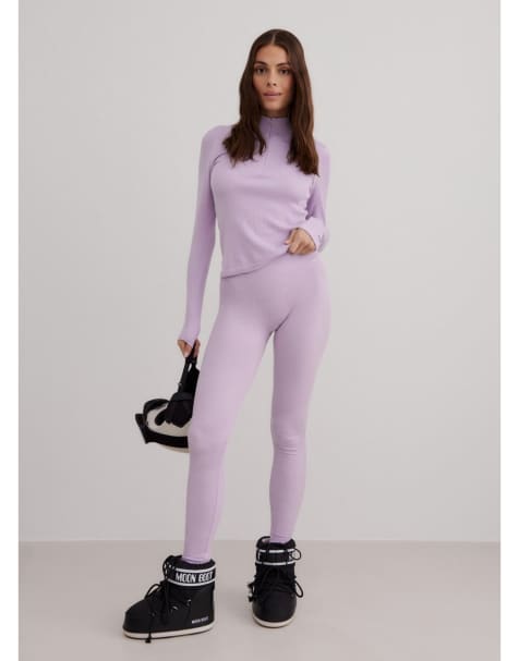 Aim'n Pale lavender ribbed wool leggings in pale lavender - view 1