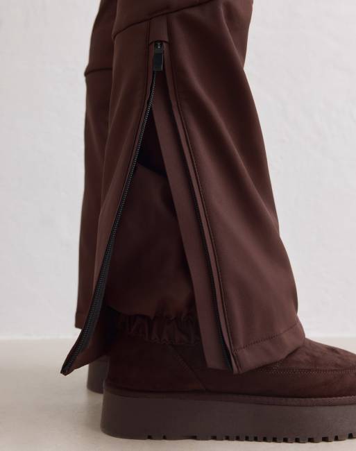 Aim'n pantaloni con pettorina termici elasticizzati color cioccolato, 3 di 4
