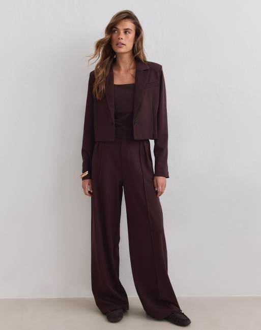 Aim'n pantaloni sartoriali relaxed Luxe color cioccolato, 1 di 4