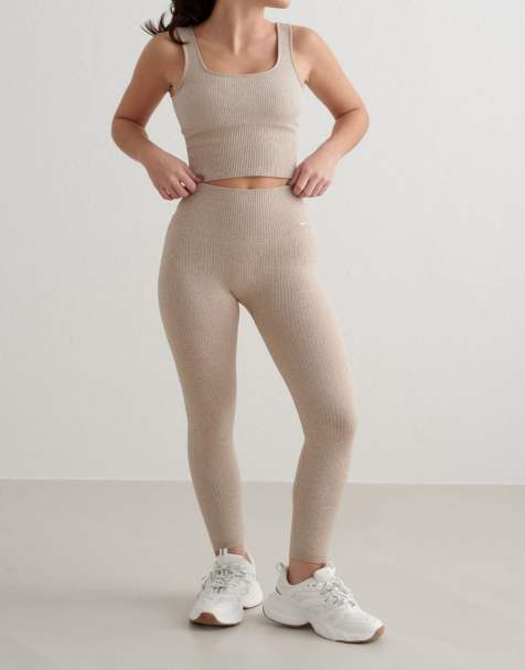 Aim'n Petite - Geribbelde naadloze legging in gemêleerd beige - view 1