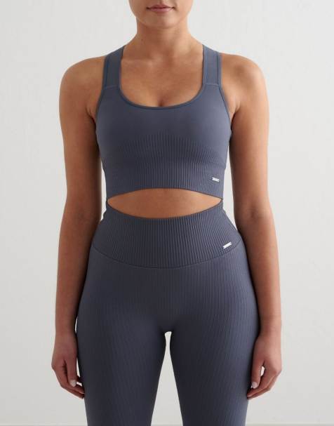 Aim'n - Reggiseno blu tempesta a coste senza cuciture a sostegno elevato - view 1