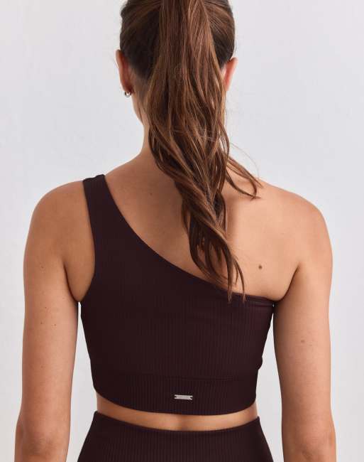 Aim'n reggiseno monospalla seamless a coste color cacao, 2 di 4