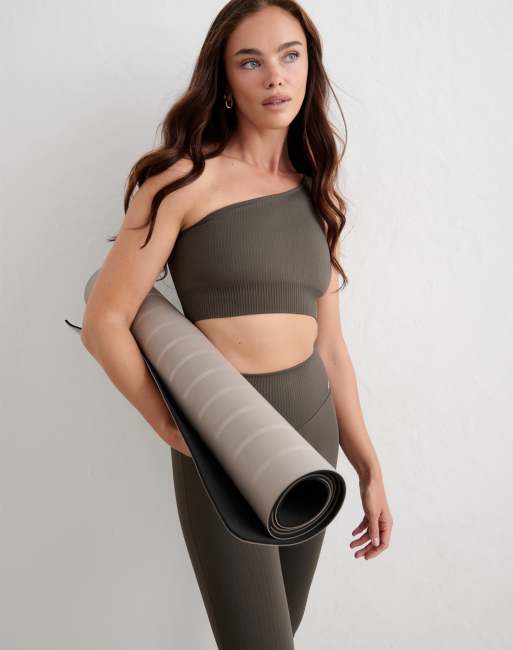 Aim'n - Reggiseno monospalla senza cuciture color edera scuro a coste, 2 di 4