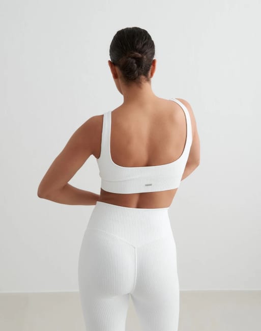 Aim'n - Reggiseno senza cuciture bianco a costine, 2 di 4