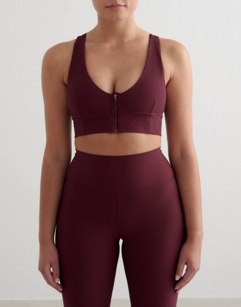 Aim'n - Reggiseno tecnico color ciliegia a coste con zip - view 1