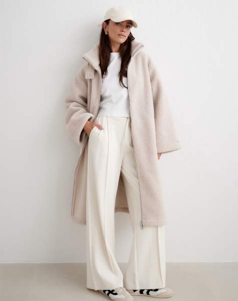 Aim'n - Sand - Cappotto in pile color sabbia - view 1