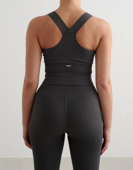 Aim'n – Shadow – Geripptes, nahtloses Bustier in Grau mit starker Stützfunktion, 3 von 4