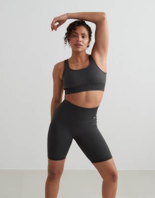 Aim'n Shadow grey ribbed seamless shorts in shadow grey