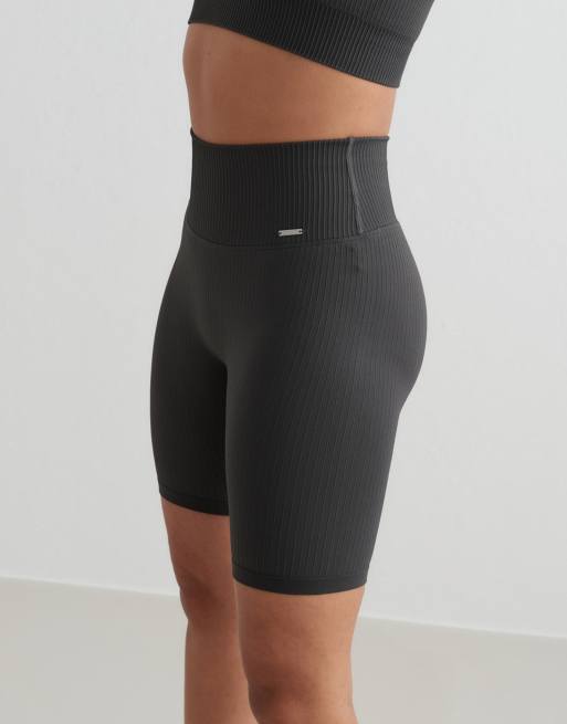 Aim'n Shadow grey ribbed seamless shorts in shadow grey, 2 of 4