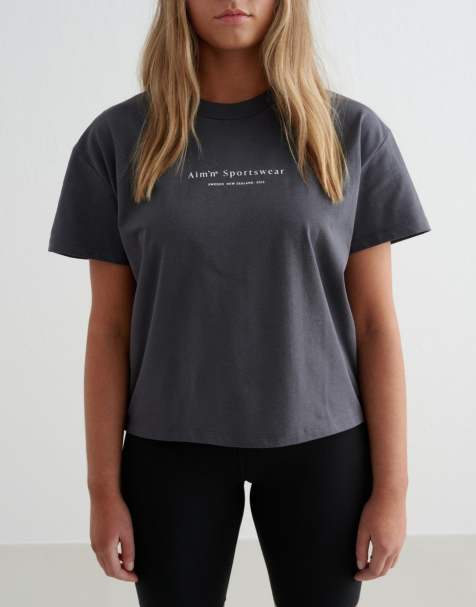 Aim'n Shadow grey serif boxy t-shirt in grey - view 1