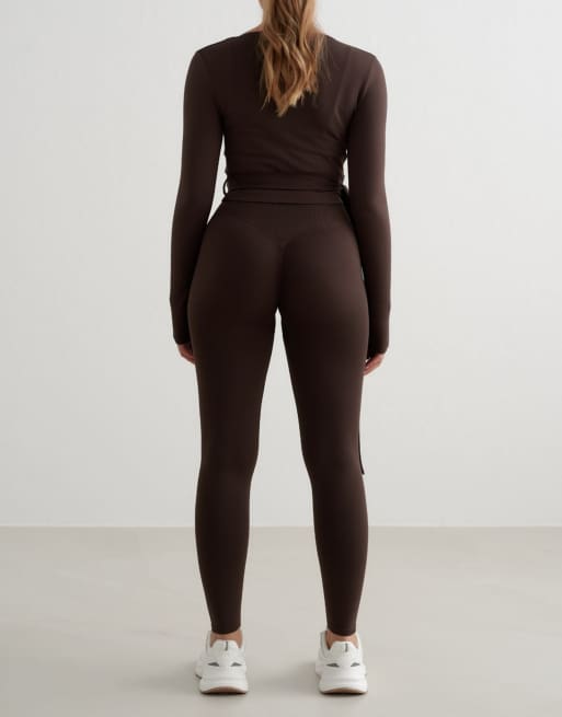 Aim'n - Shape - Top cache-cœur sans coutures à manches longues - Chocolat, 3 de 4