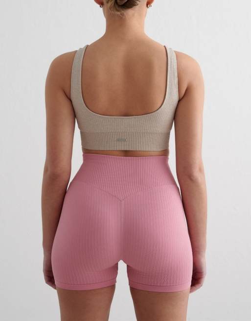Aim'n - Short mi-long côtelé sans coutures - Vieux rose, 3 de 4