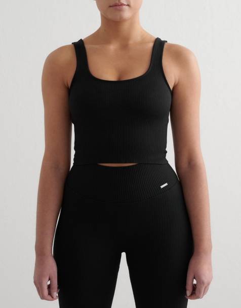 Aim'n - Sort formende ribstrikket sømløs bralette - view 1