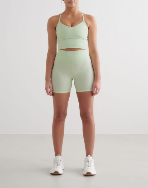 Aim'n Spearmint ribbed performance midi shorts in light green