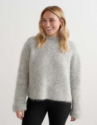 Aim'n - Strickpullover aus Alpakawolle in meliertem Grau