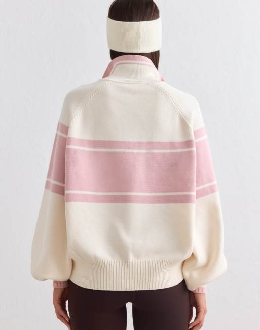 Aim'n strikket half-zip i Pink Frost, 2 af 4