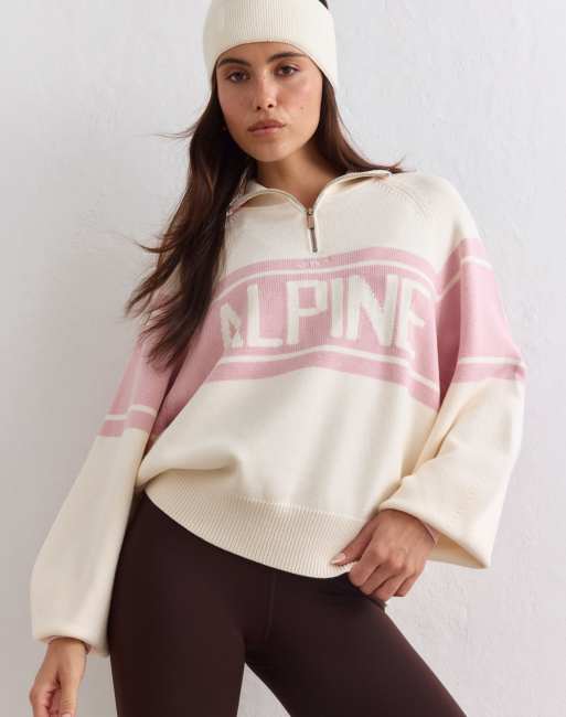 Aim'n strikket half-zip i Pink Frost, 4 af 4