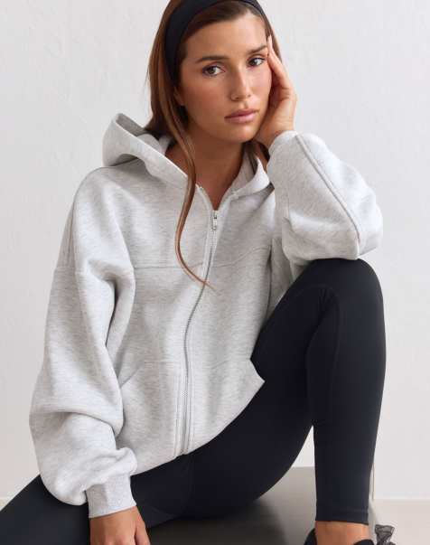 Aim'n sudadera con capucha y cremallera de mezcla gris claro - view 1