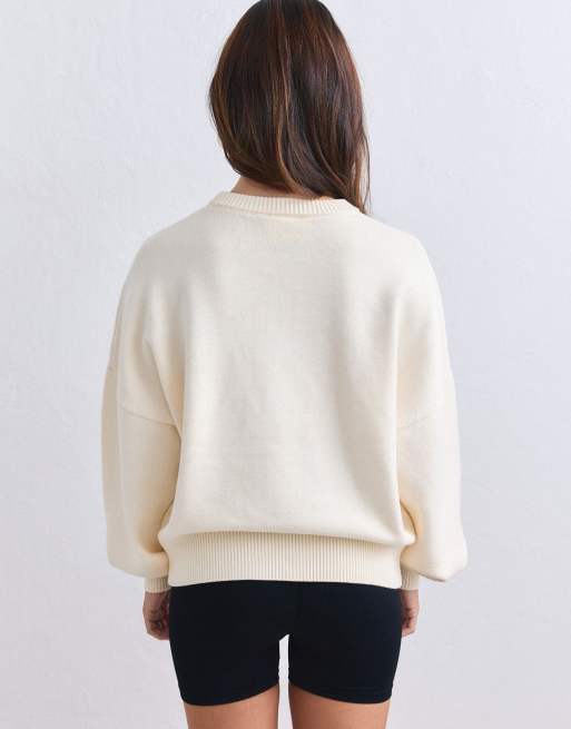 Aim'n sweat-shirt en maille athlétique crème, 2 de 4