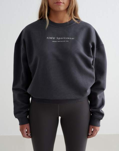 Aim'n – Sweatshirt in Shadow-Grau mit Serifenschrift - view 1