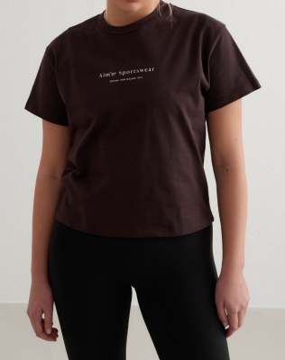 T-shirt coupe carrée à inscription - Cacao-Marron 36