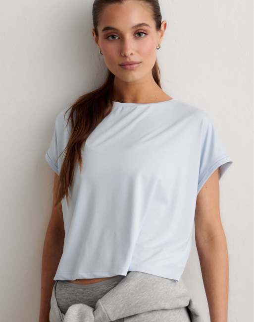 Aim'n - Top basic morbido color aura con maniche con risvolto