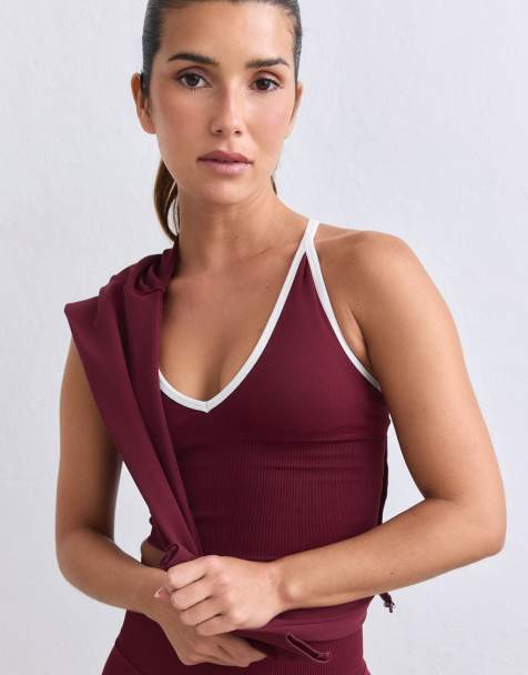 Aim'n - Vinrød sømløs formende bralette med krydsende detalje bagpå - view 1