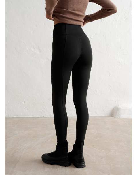 Aim'n - Warme legging met plat gestikte plooitjes in zwart - view 1