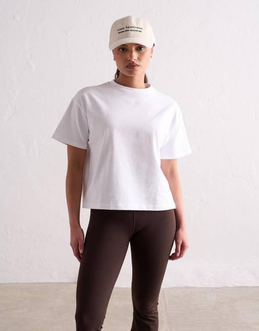 Aim'n White boxy t-shirt in white, 4 of 4