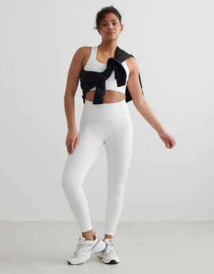 Aim'n - White - Gerippte, nahtlose Leggings in Weiß