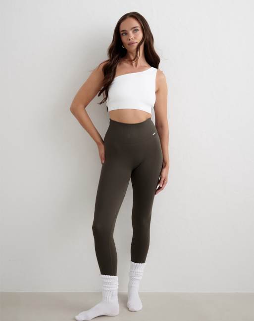 Aim'n White ribbed seamless one shoulder bra in white, 3 of 4