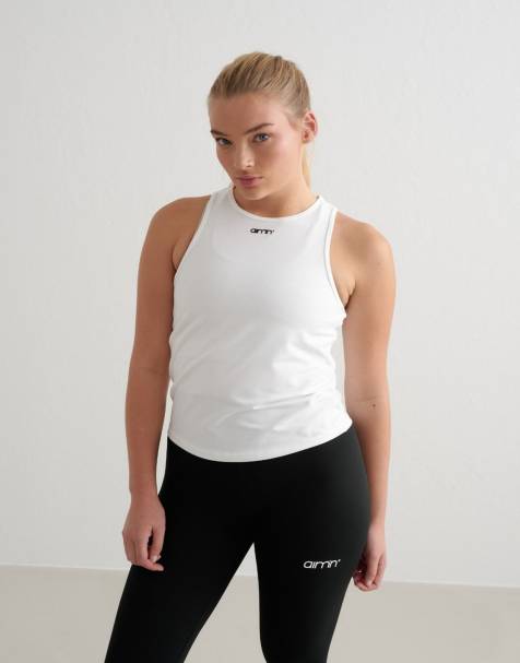 Aim'n White soft basic singlet in white - view 1